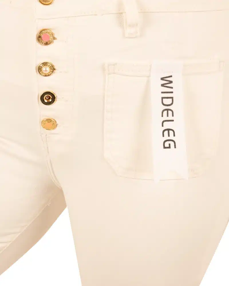 Off-white wide leg jeans met knopen van Folyrose - Afbeelding 5