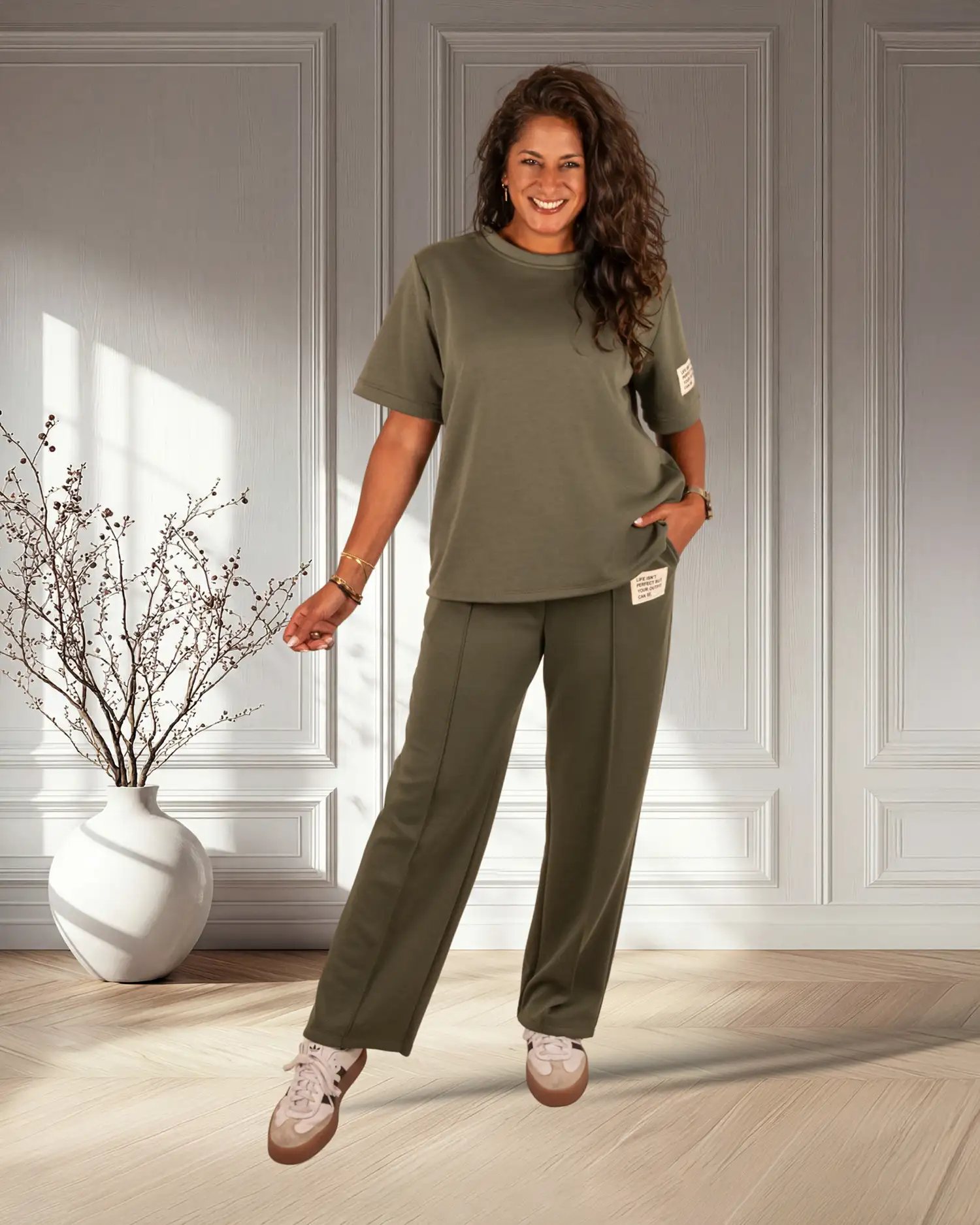 Legergroen joggingpak korte mouw - Afbeelding 3