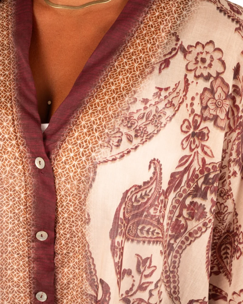 Bordeaux print korte blouse van El-Vita - Afbeelding 5
