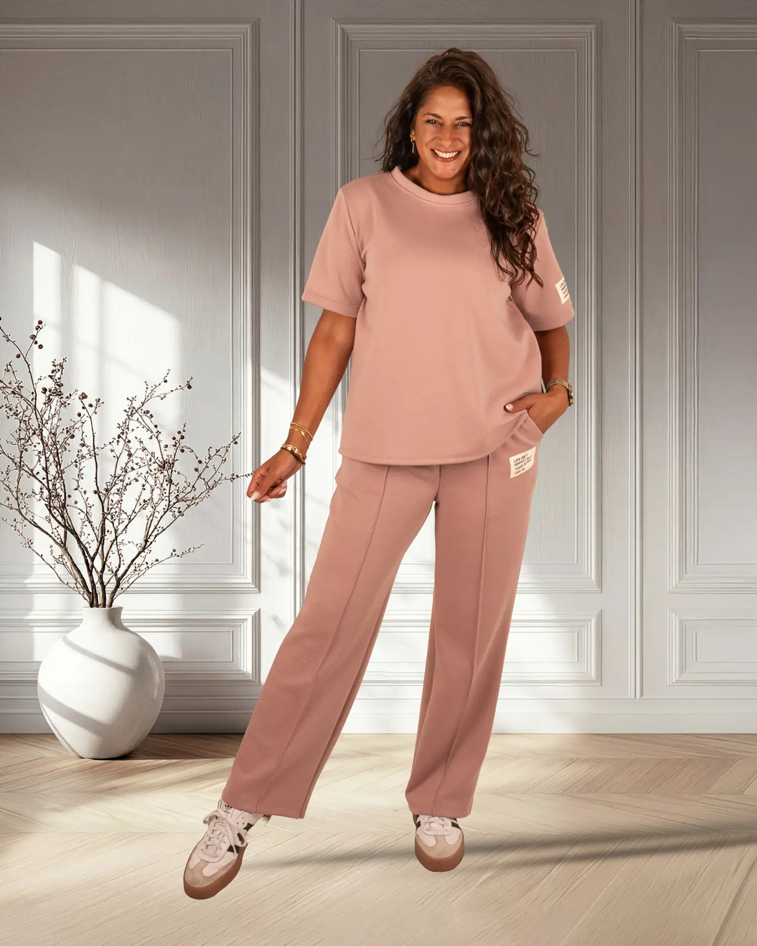 Oudroze joggingpak korte mouw - Afbeelding 3