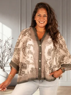 Groene print korte blouse van El-Vita