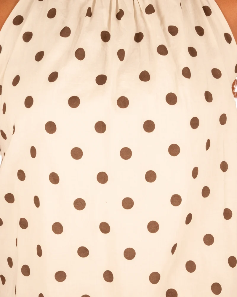 Beige ballon haltertop met bruine dots van El-Vita - Afbeelding 5