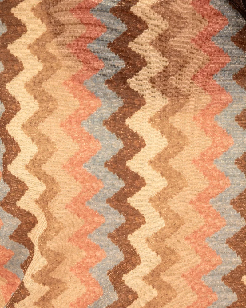 Beige/lichtblauw print zigzag shirt van Gemma Ricceri - Afbeelding 4