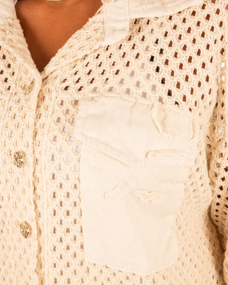 Beige gehaakte blouse van Gemma Ricceri - Afbeelding 5