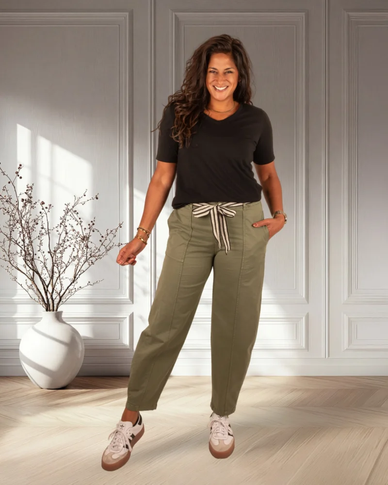 Legergroene barrel broek van Gemma Ricceri