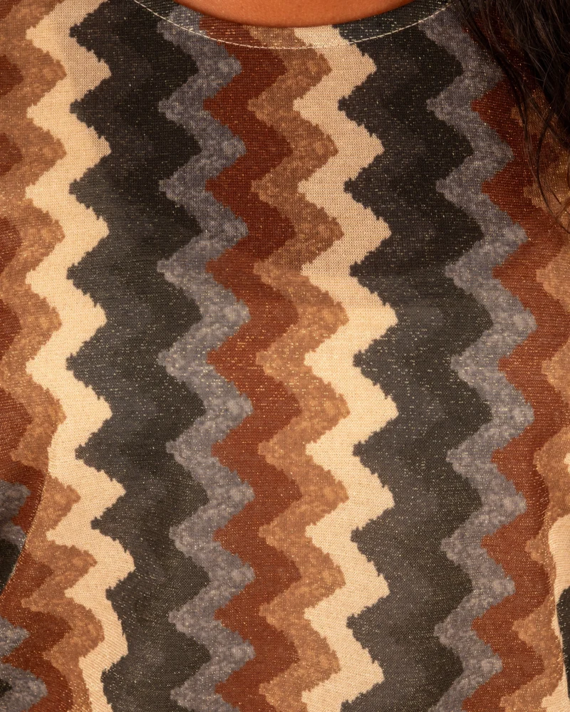Petrol/camel print zigzag shirt van Gemma Ricceri - Afbeelding 4