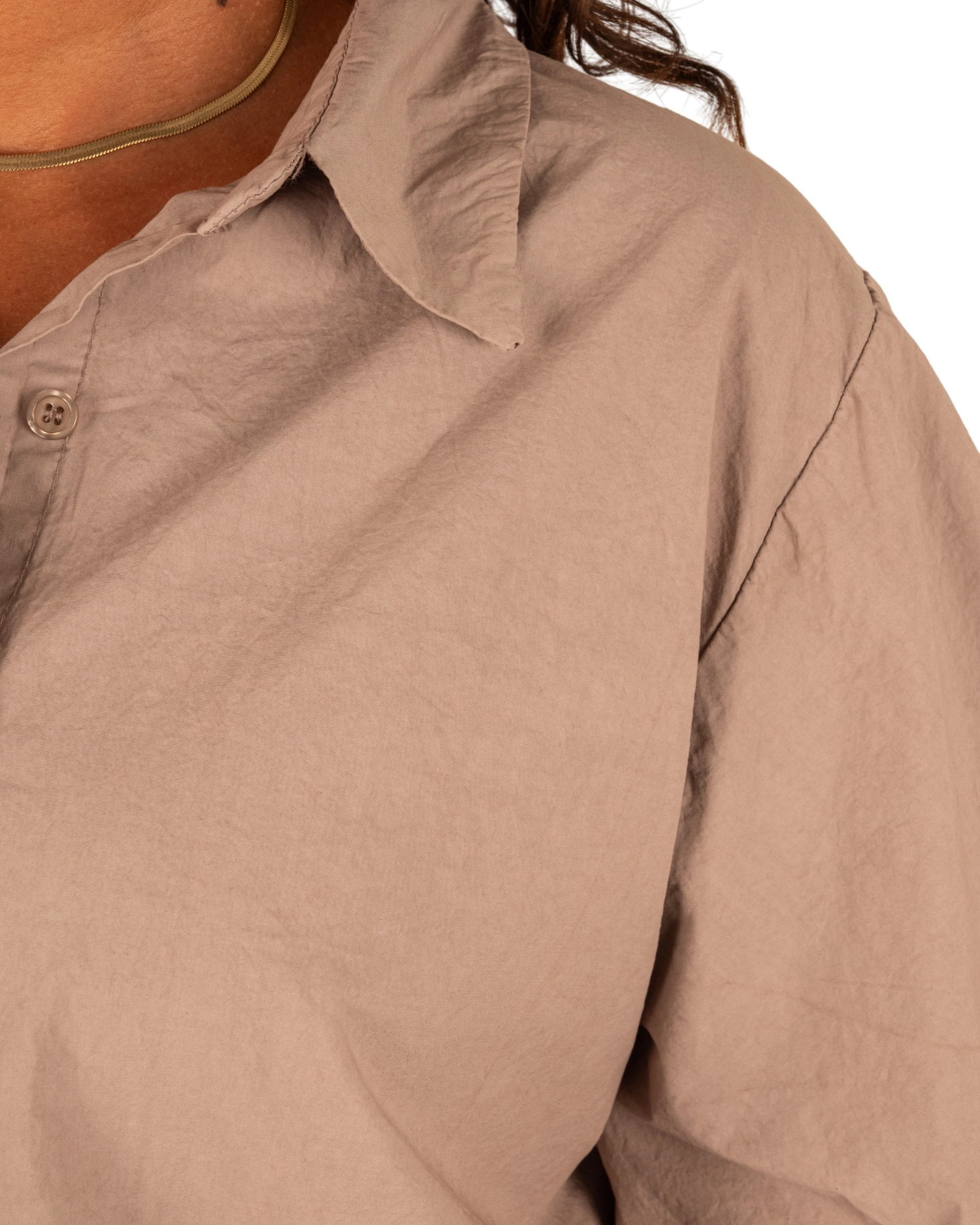 Taupe blouse met pofmouw van El-Vita - Afbeelding 4