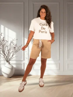 Camel silk look short van Gemma Ricceri