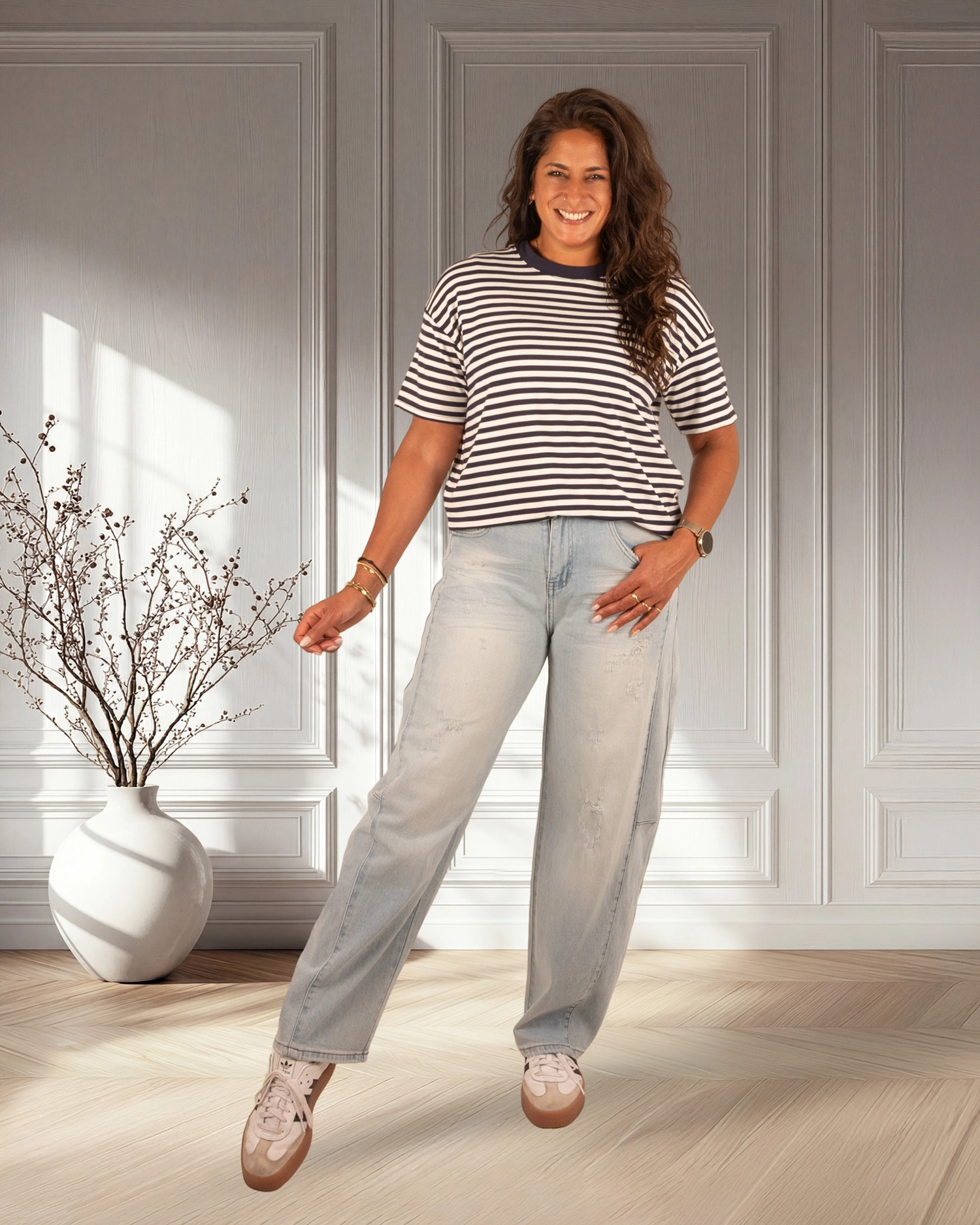 Donkerblauw/wit gestreept shirt van Gemma Ricceri - Afbeelding 2