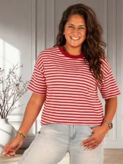 Bordeaux/roze gestreept shirt van Gemma Ricceri