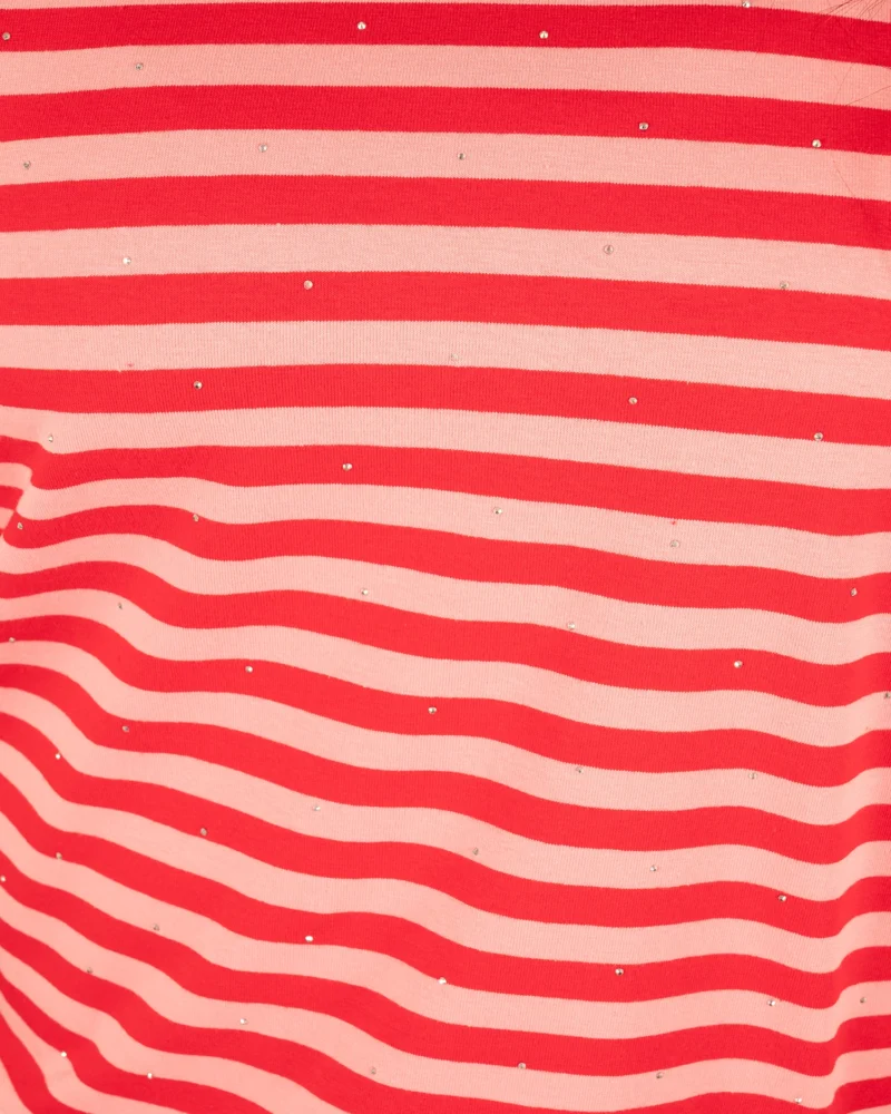Rood/roze gestreept shirt glitter print van Moocci - Afbeelding 4
