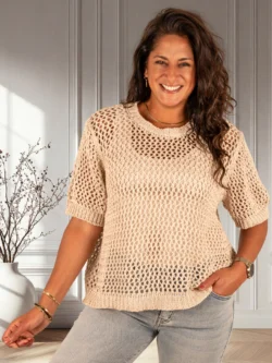 Beige gehaakt shirt van Gemma Ricceri