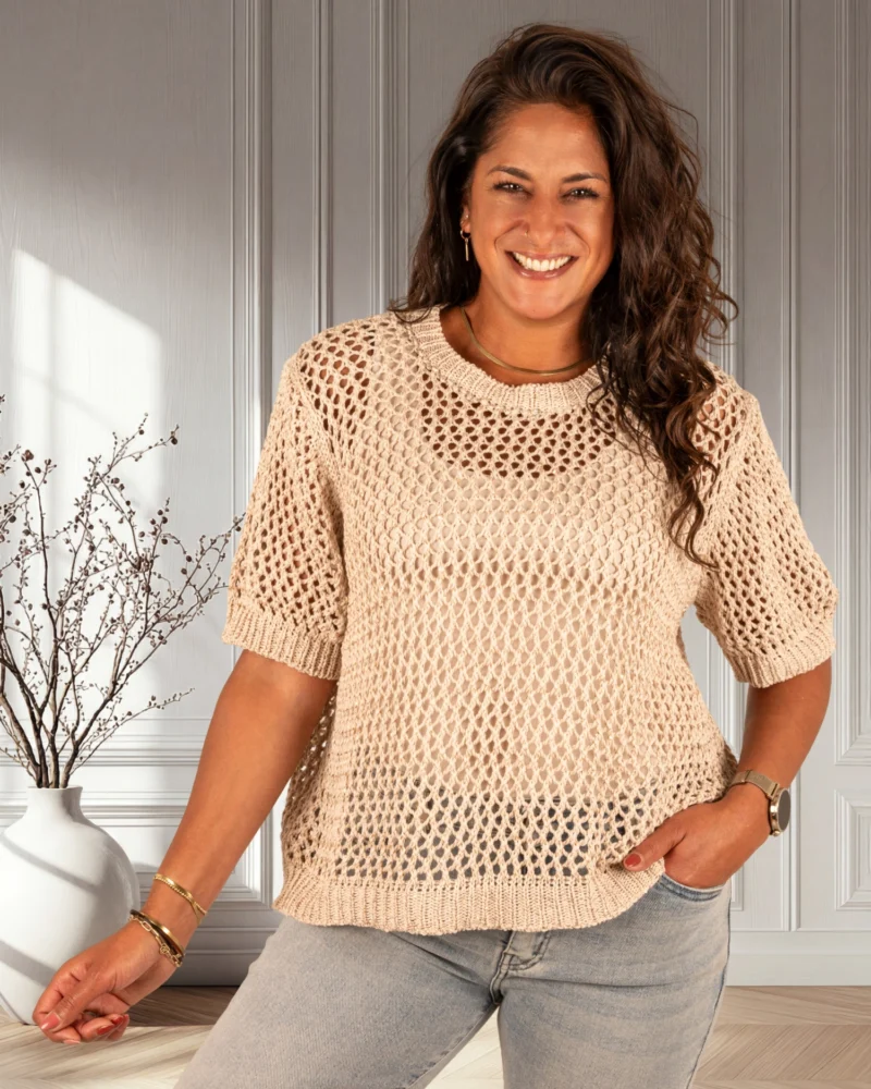 Beige gehaakt shirt van Gemma Ricceri