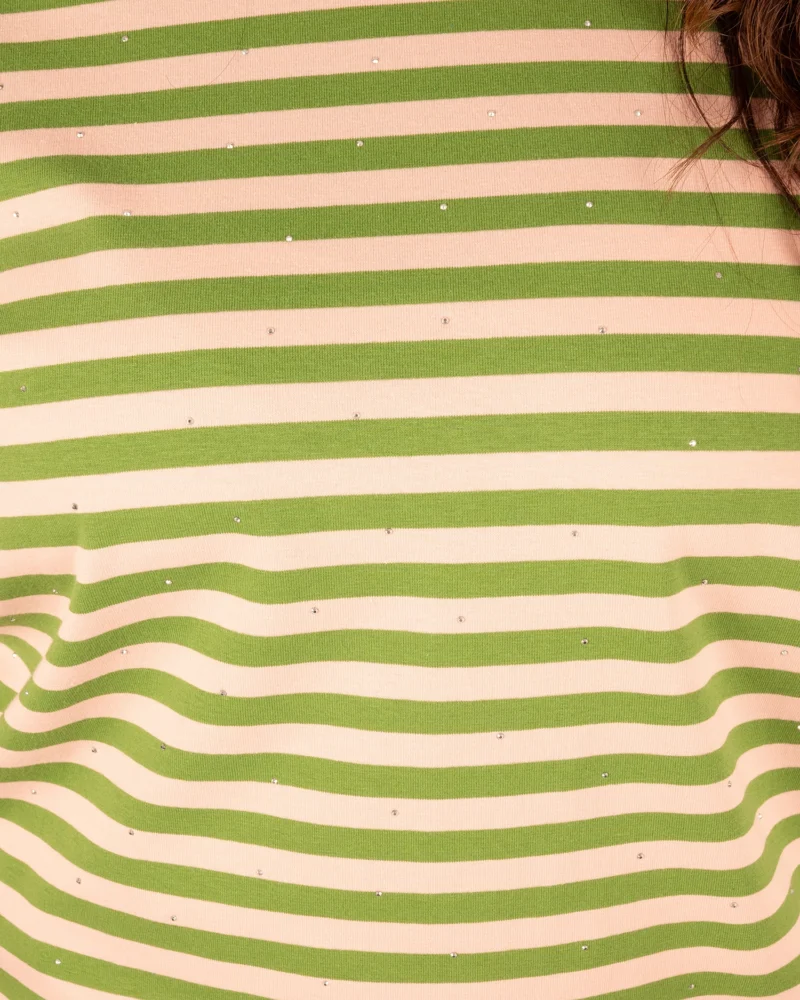 Groen/roze gestreept shirt glitter print van Moocci - Afbeelding 4