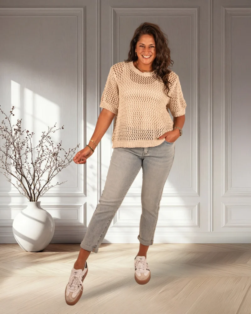 Beige gehaakt shirt van Gemma Ricceri - Afbeelding 2