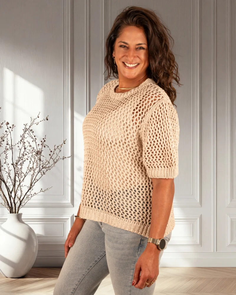 Beige gehaakt shirt van Gemma Ricceri - Afbeelding 3