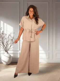 Taupe set blouse met broek van Gemma Ricceri