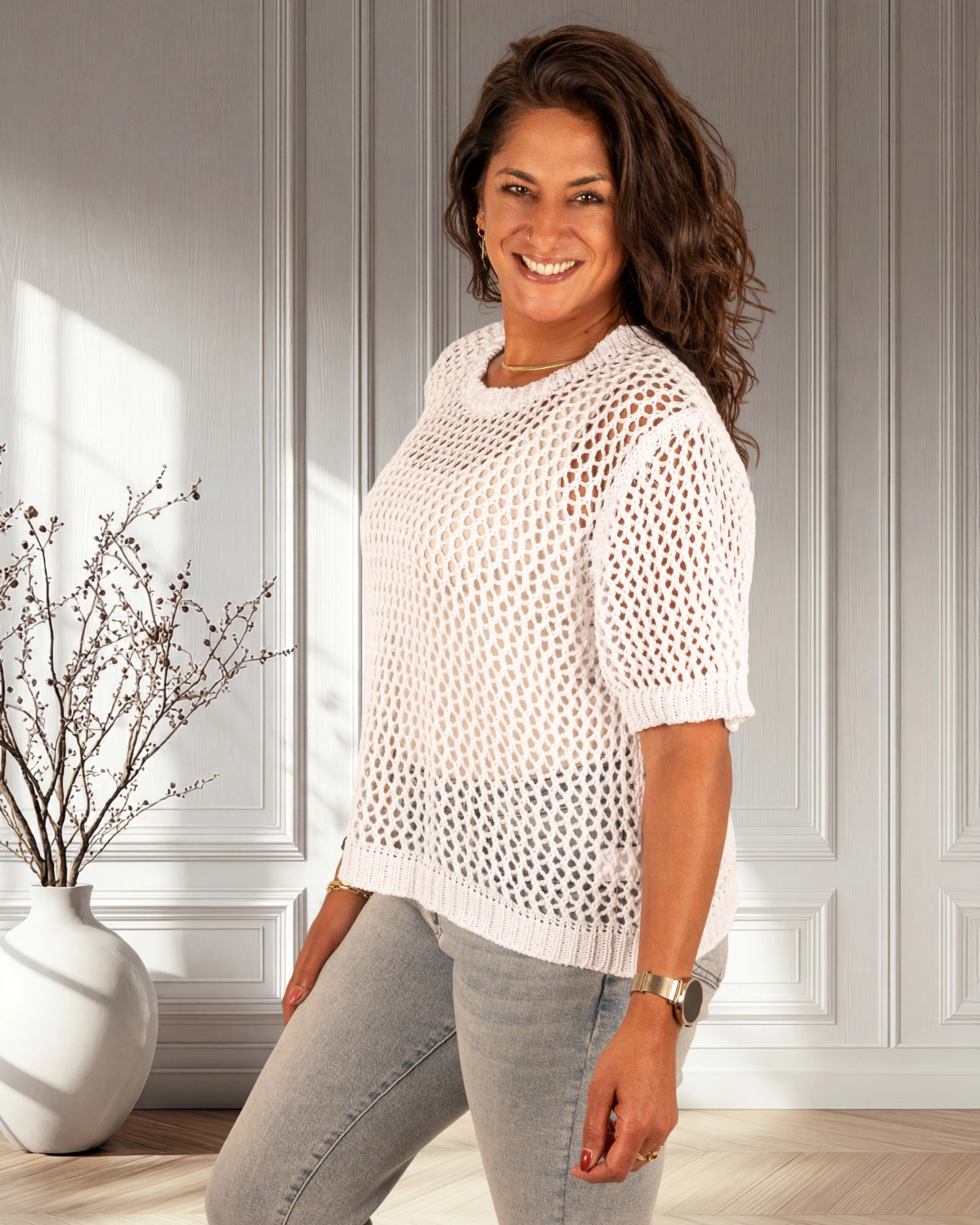 Wit gehaakt shirt van Gemma Ricceri - Afbeelding 3