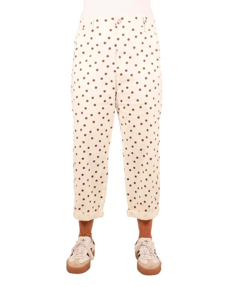 Ecru barrel broek met bruine dots van Place du Jour - Afbeelding 3