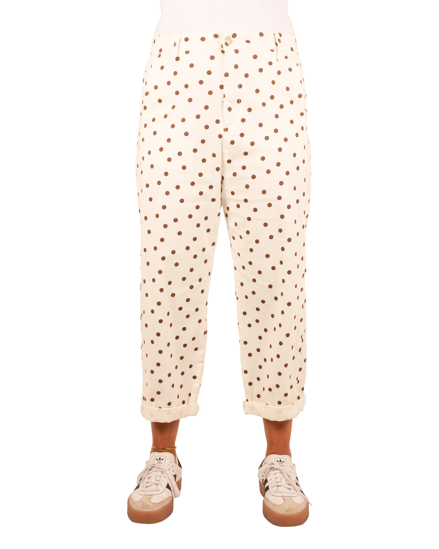 Ecru barrel broek met bruine dots van Place du Jour - Afbeelding 3