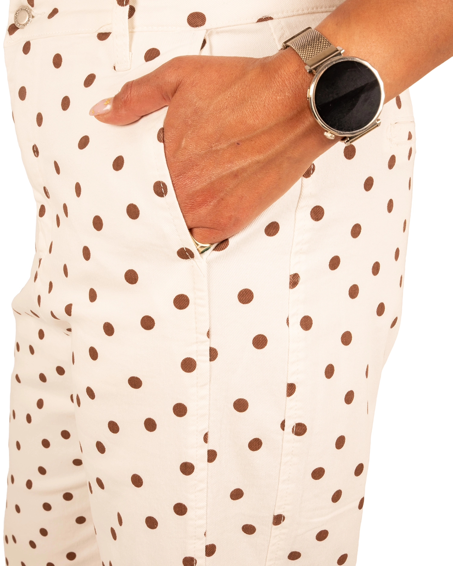 Ecru barrel broek met bruine dots van Place du Jour - Afbeelding 6