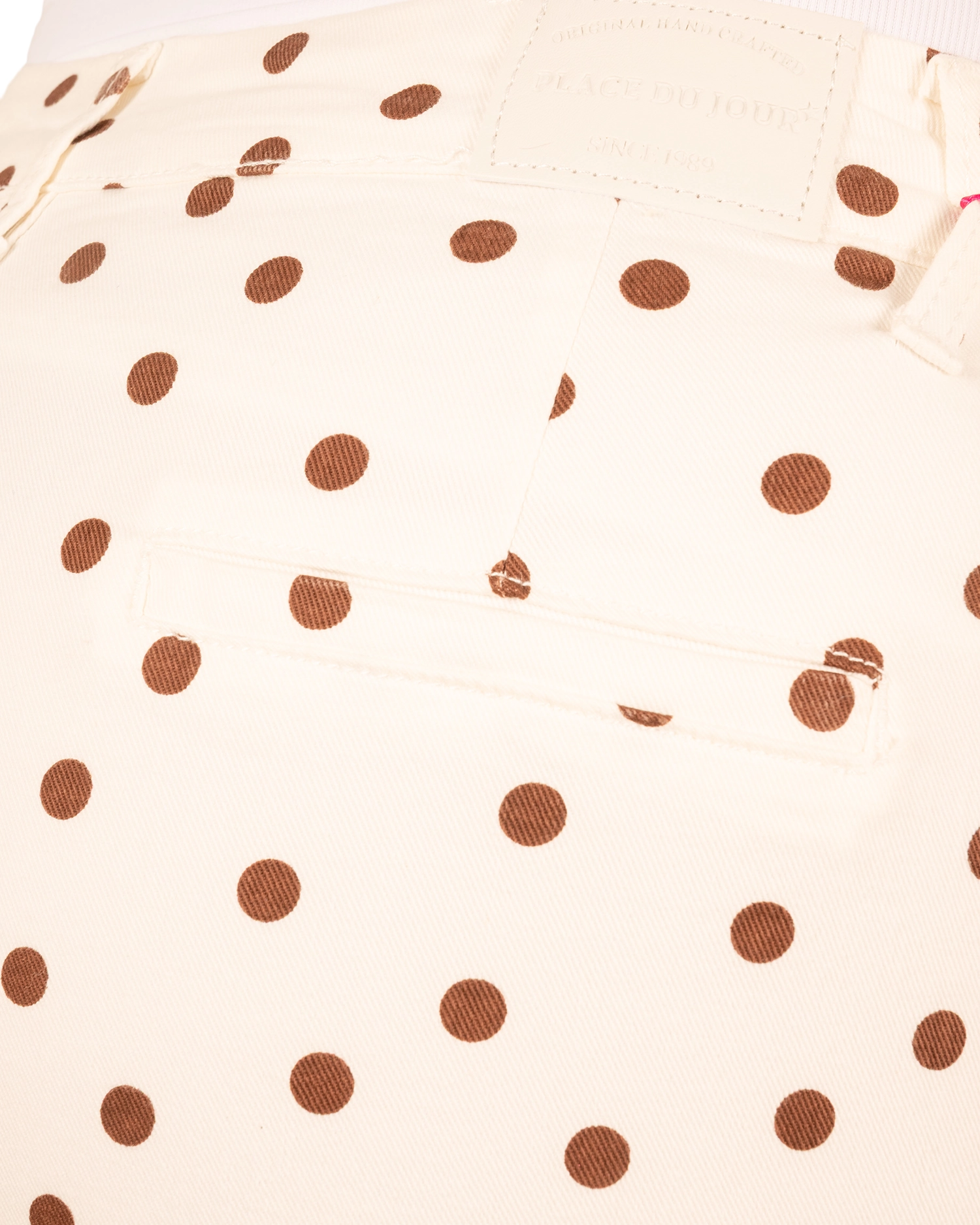 Ecru barrel broek met bruine dots van Place du Jour - Afbeelding 7