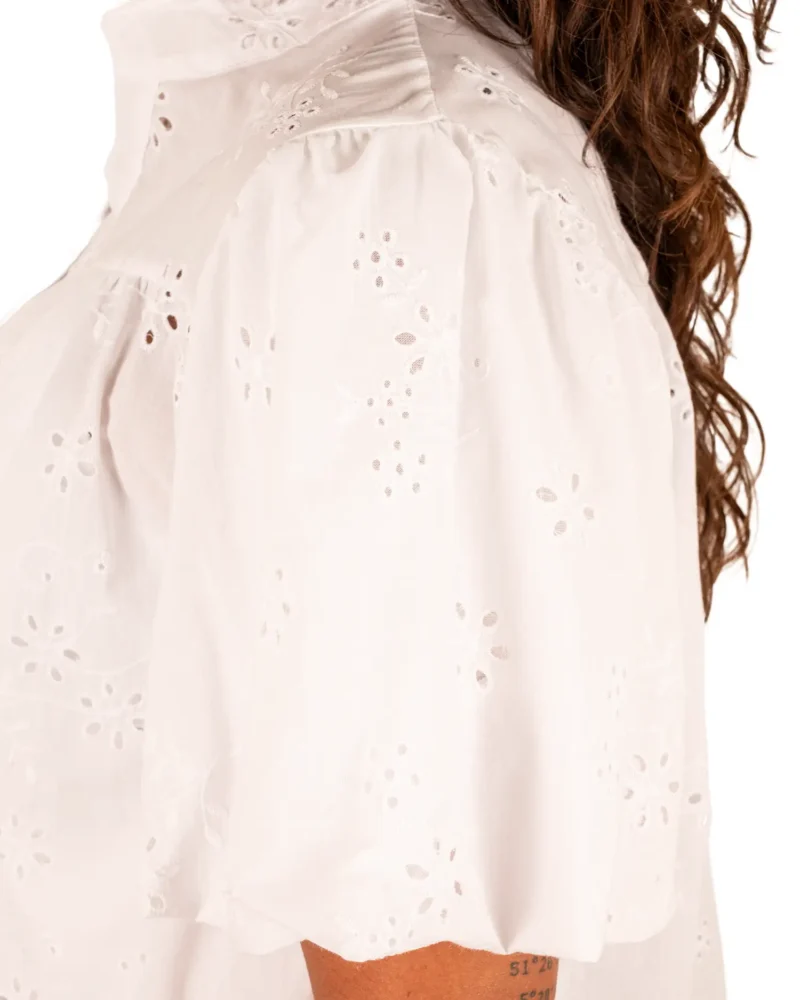 Witte broderie blouse pofmouw van Vera Jo - Afbeelding 6