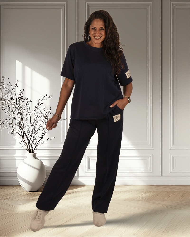 Donkerblauw joggingpak korte mouw - Afbeelding 3