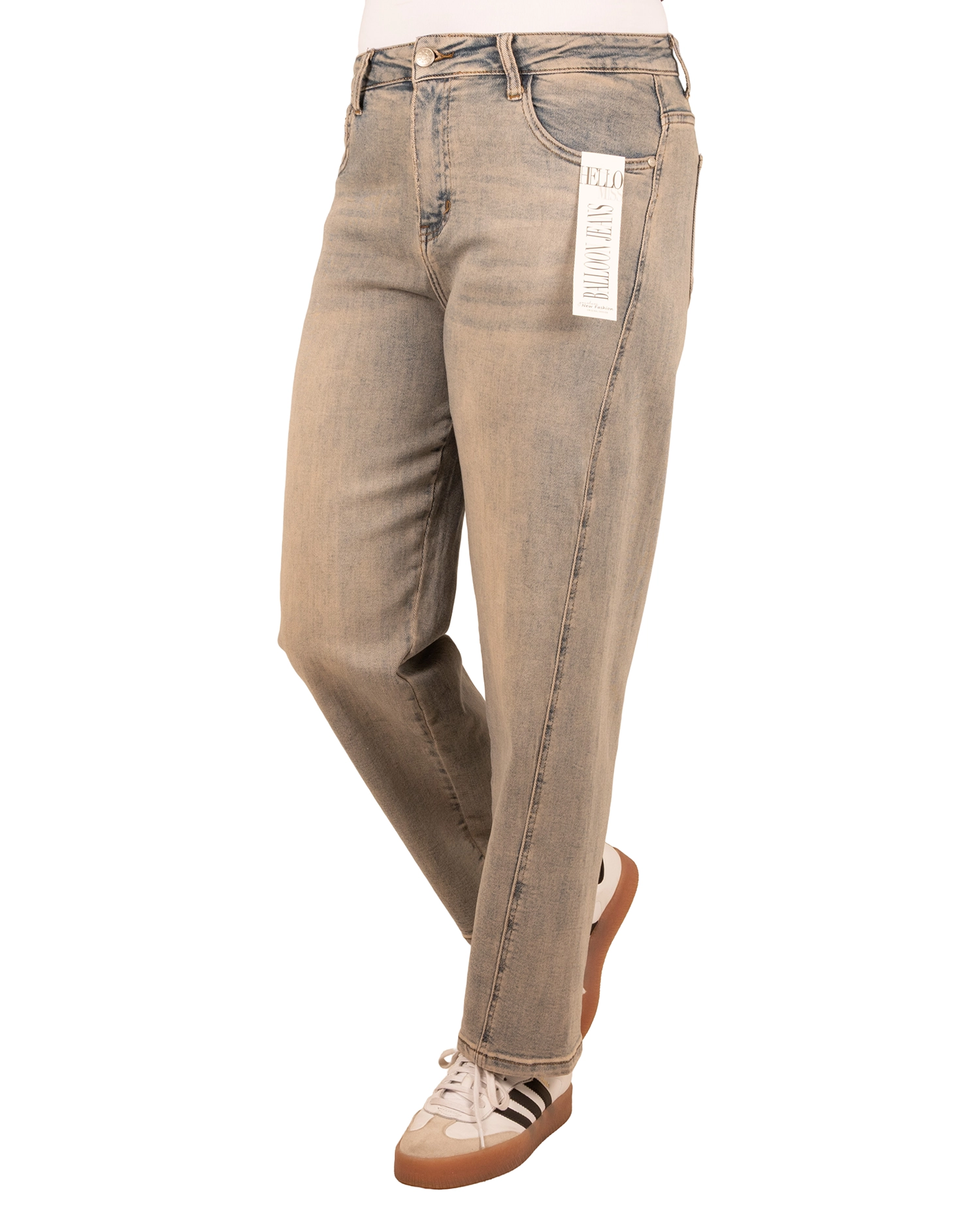 Light blue dirty wash balloon jeans van Hello Miss - Afbeelding 2