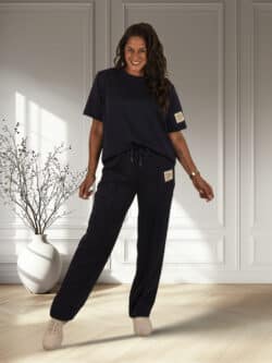 Donkerblauw joggingpak korte mouw