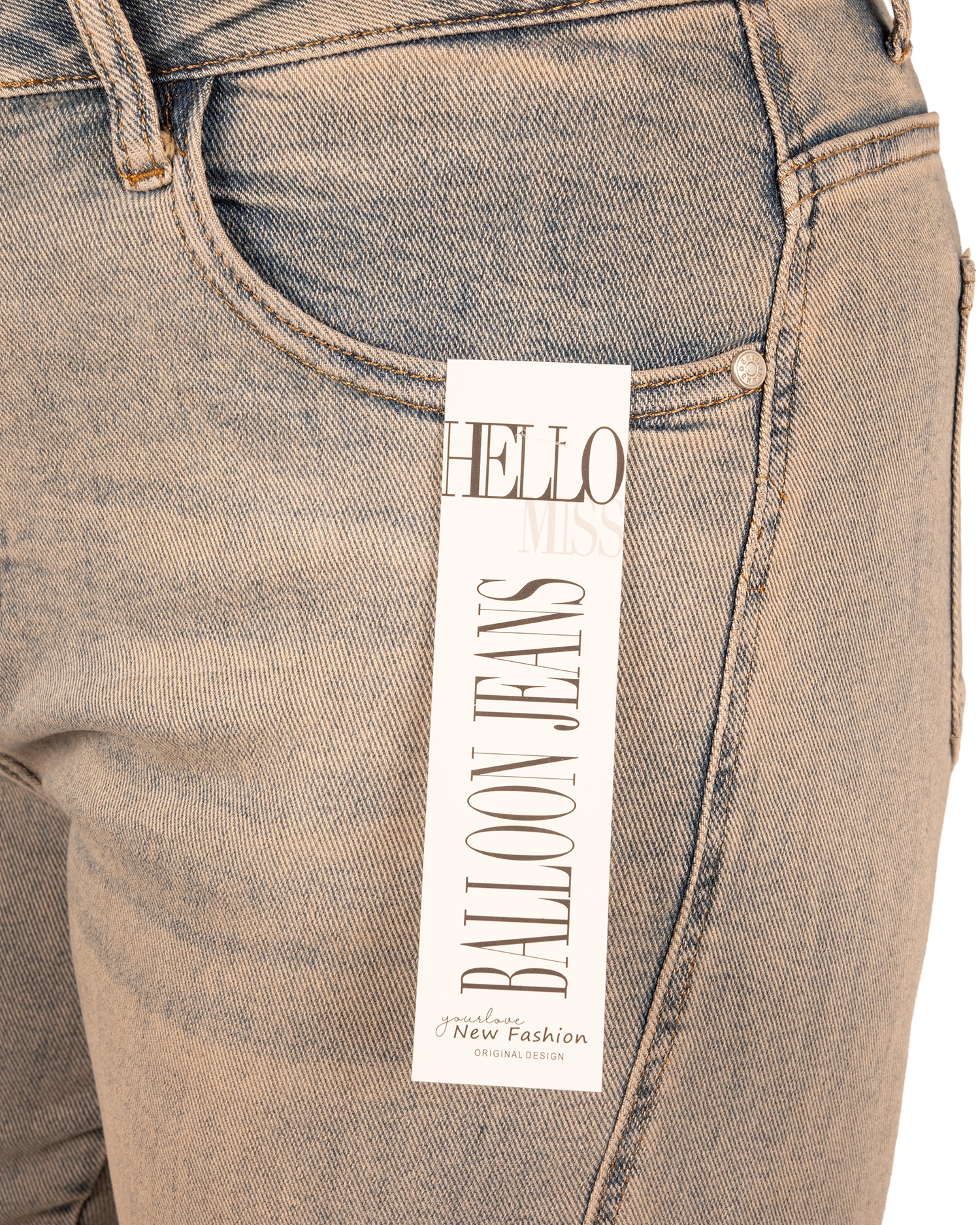 Light blue dirty wash balloon jeans van Hello Miss - Afbeelding 5