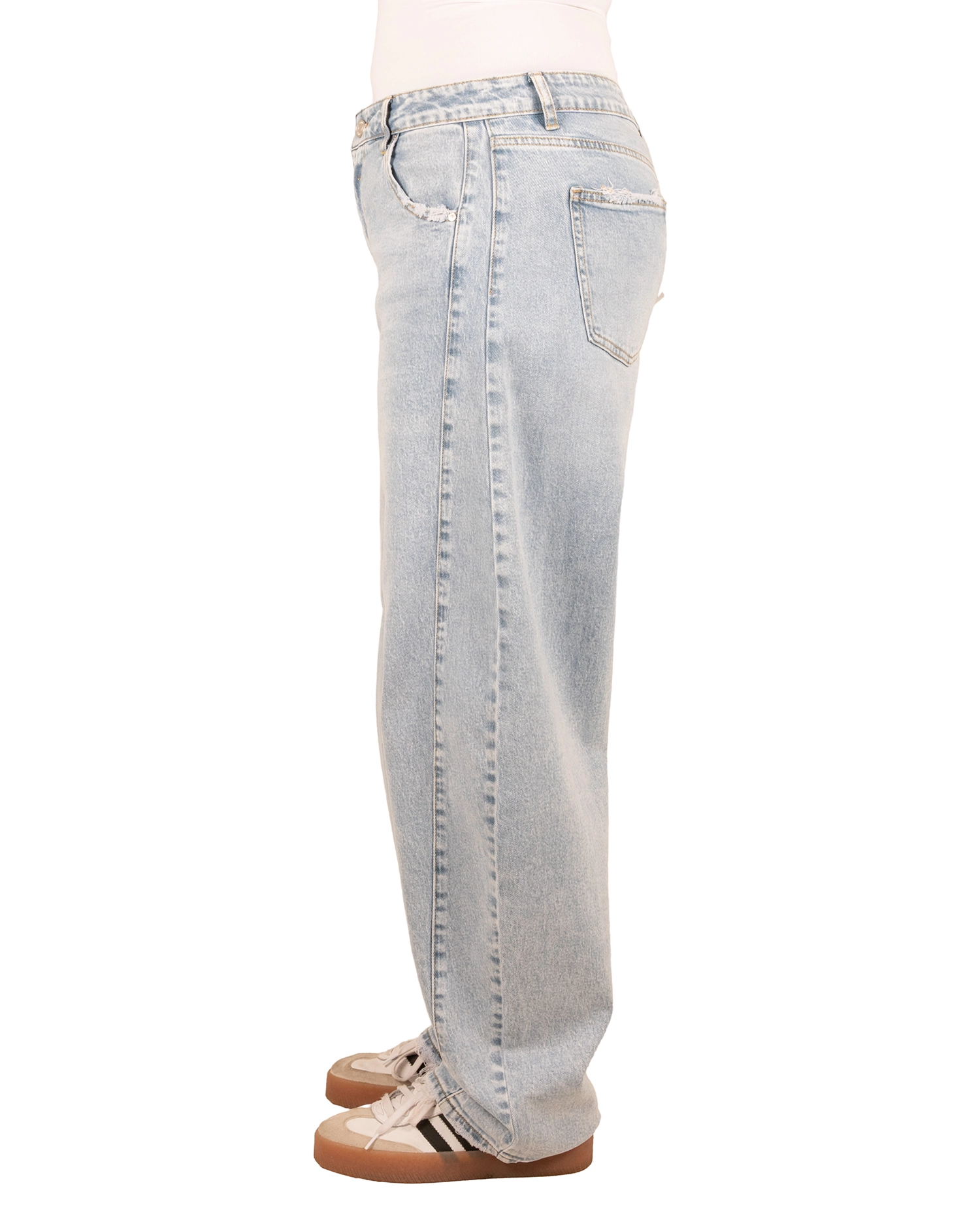 Light blue barrel wide leg jeans van Queen hearts - Afbeelding 4