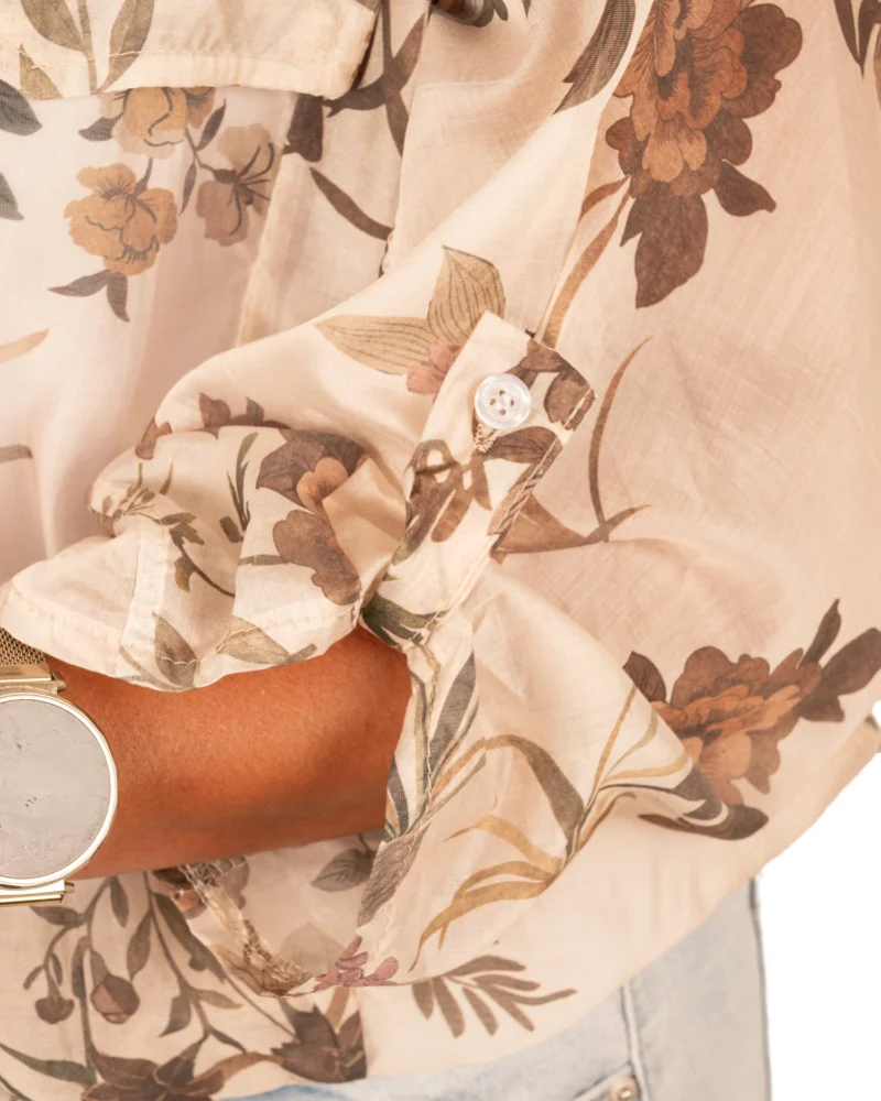 Beige ballonblouse bruine bloemenprint van BM - Afbeelding 5