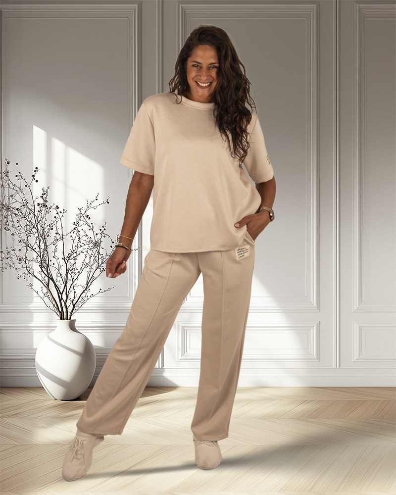 Beige joggingpak korte mouw - Afbeelding 3