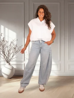 Light blue barrel wide leg jeans van Queen hearts