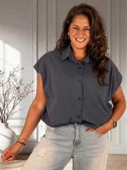 Blauwe ballonblouse van Up Style