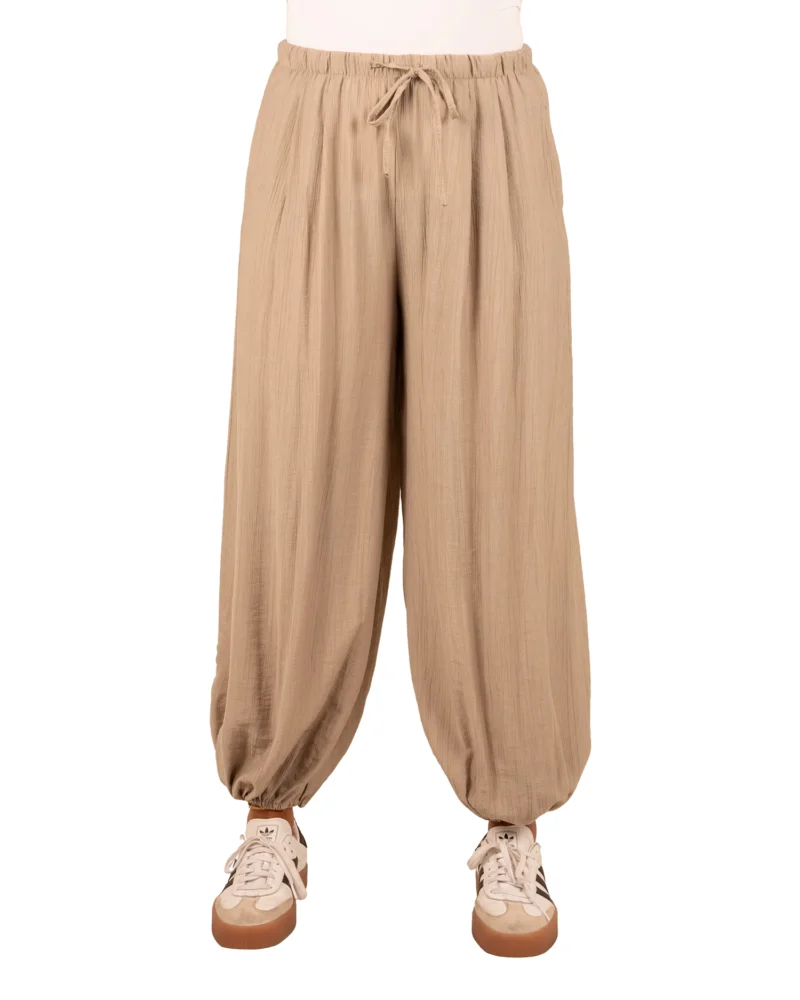 Taupe crinkle ballonbroek van Vanto - Afbeelding 3
