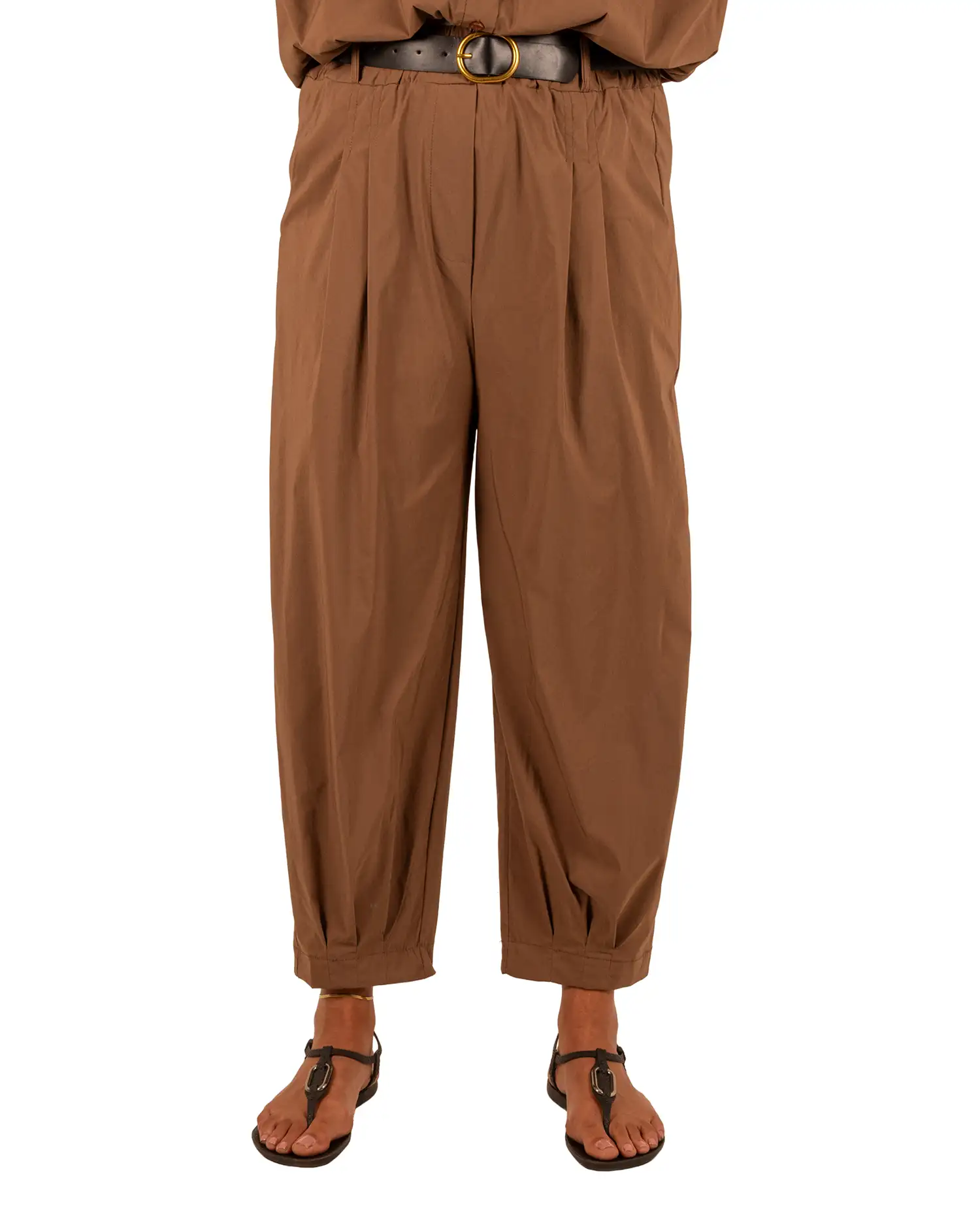 Caramel barrel broek met riem van El-Vita - Afbeelding 4