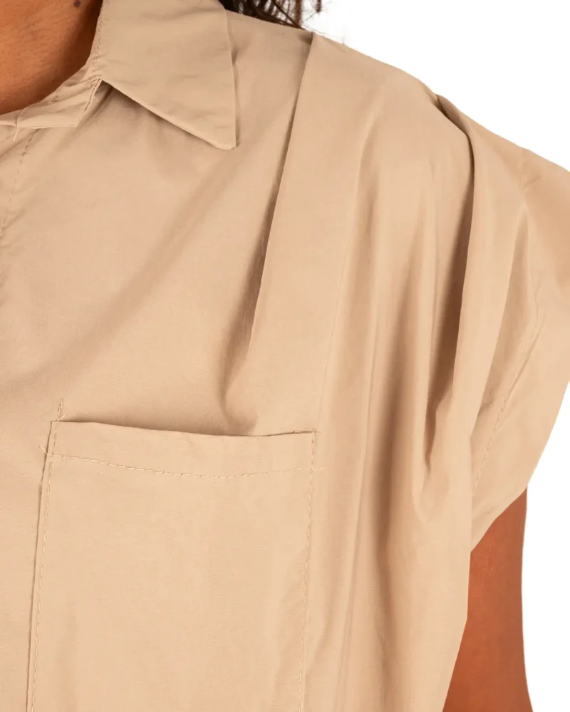 Beige mouwloze ballonblouse van El-Vita - Afbeelding 5