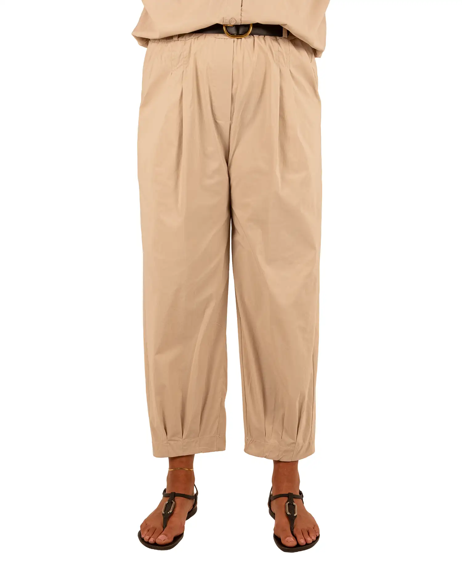 Beige barrel broek met riem van El-Vita - Afbeelding 6