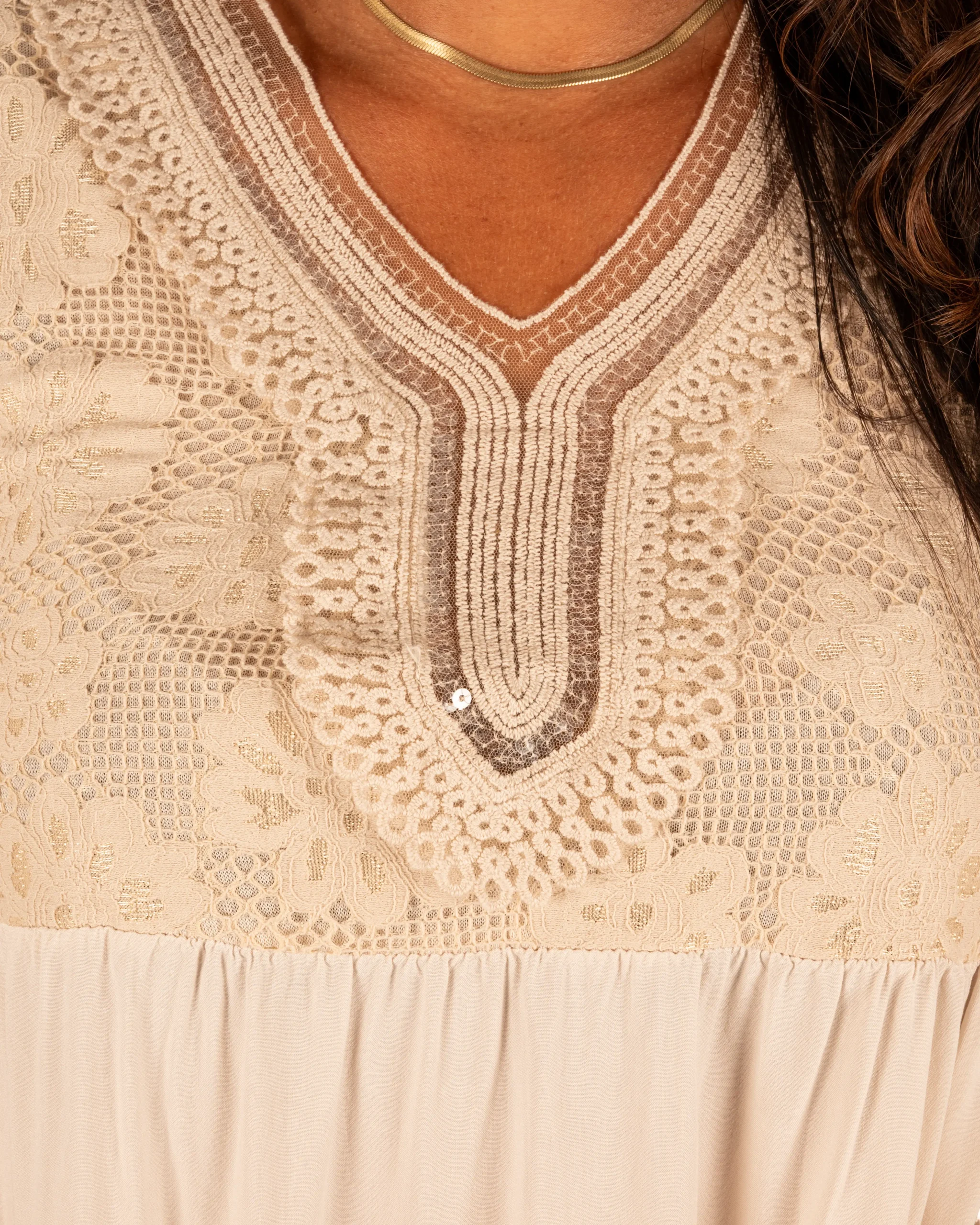 Beige hemdje met kanten bovenkant van New Collection - Afbeelding 4