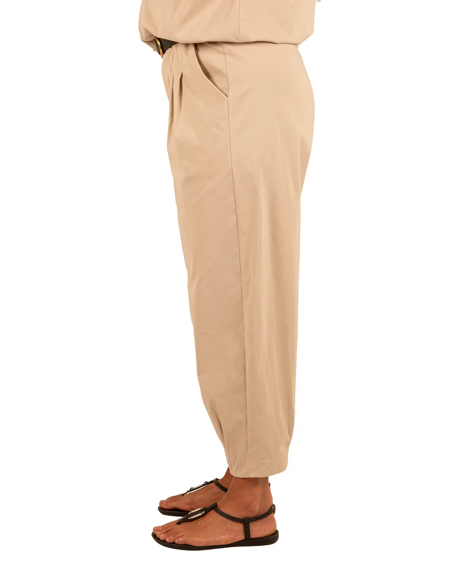 Beige barrel broek met riem van El-Vita - Afbeelding 3