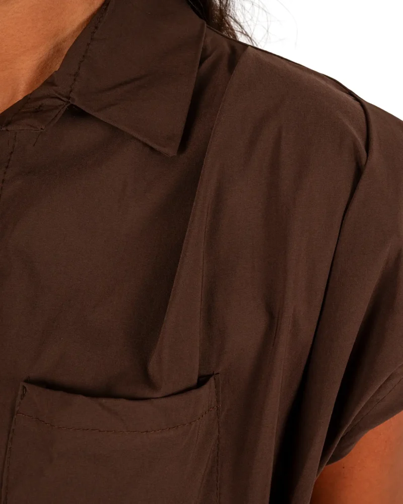 Donkerbruine mouwloze ballonblouse van El-Vita - Afbeelding 5