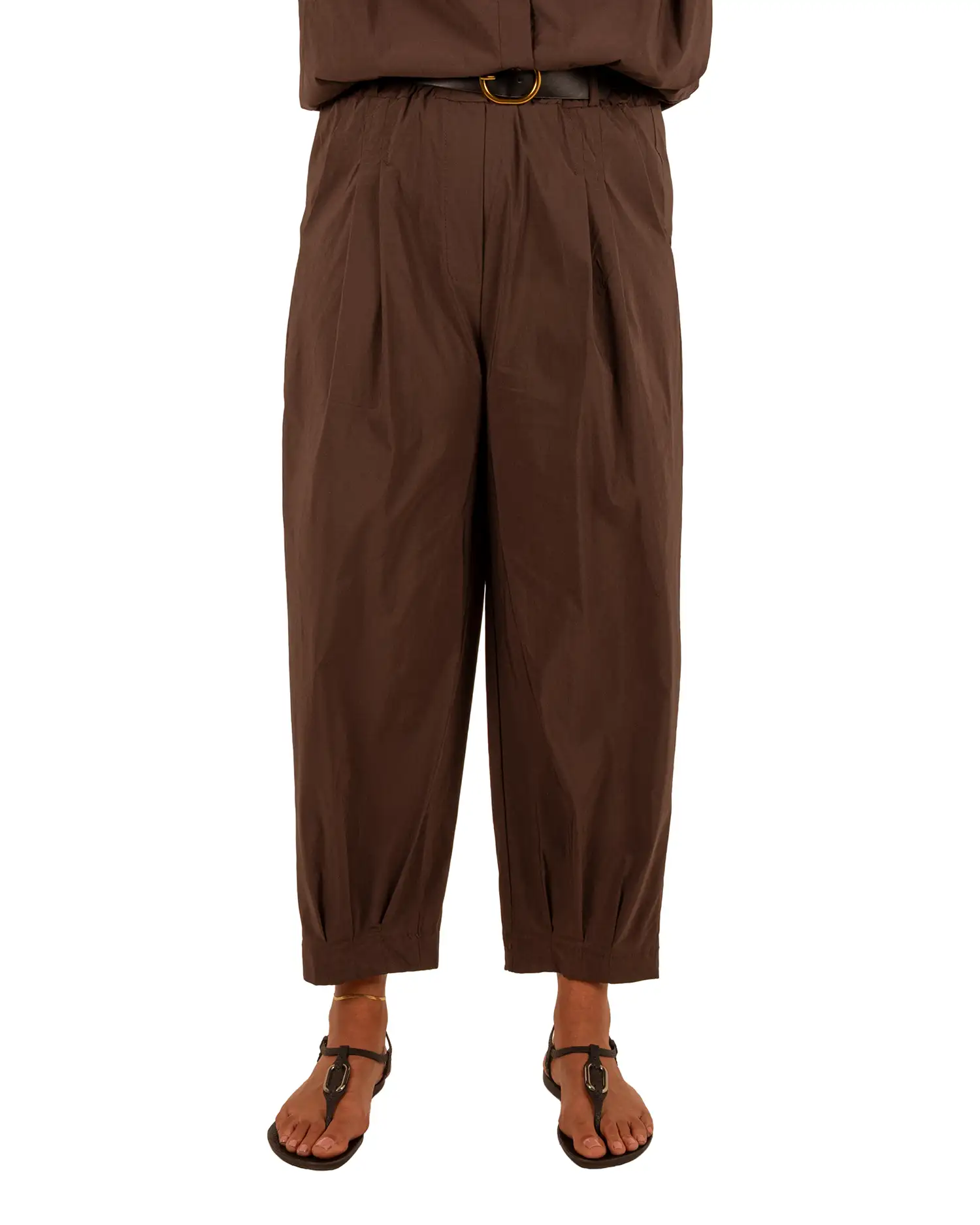 Donkerbruine barrel broek met riem van El-Vita - Afbeelding 5