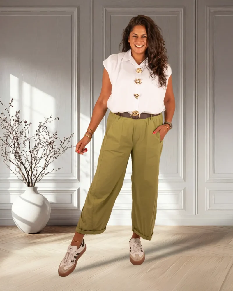 Groene barrel broek van El-Vita
