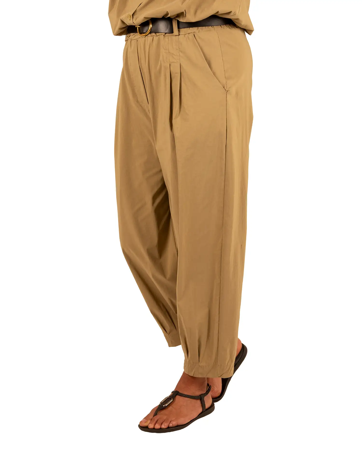 Lichtgroene barrel broek met riem van El-Vita - Afbeelding 2