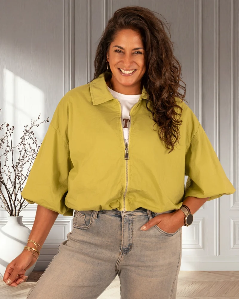 Lime groene ballon bomberjack/blouse van El-Vita