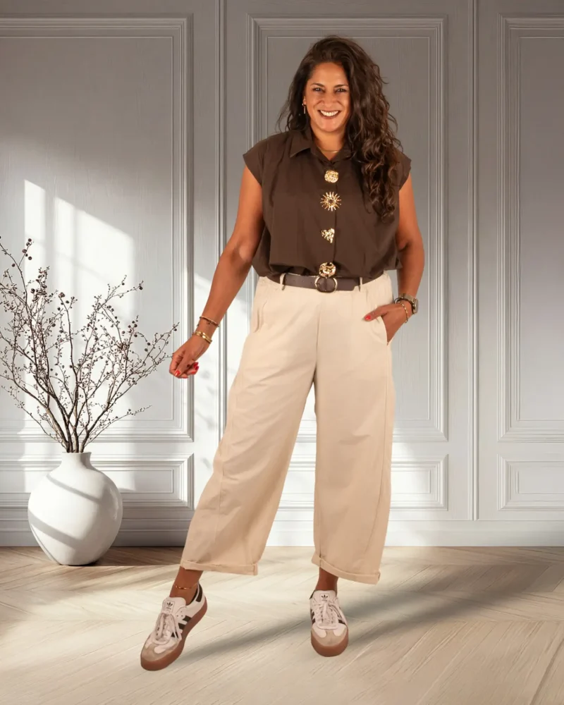 Beige barrel broek van El-Vita