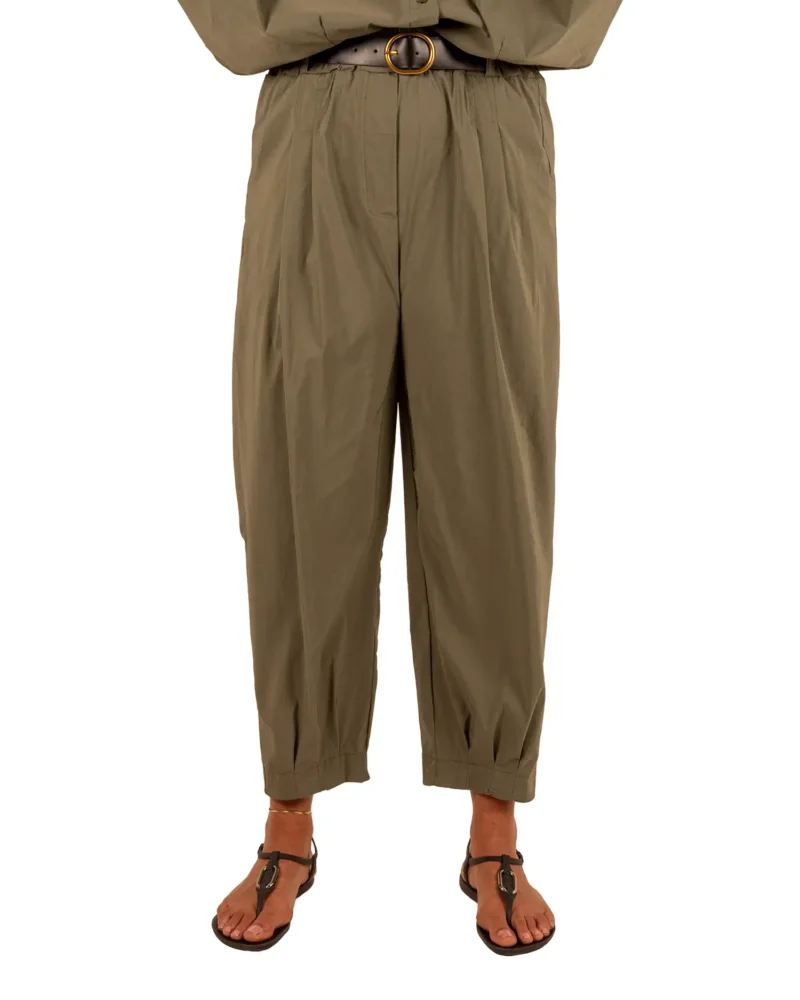 Legergroene barrel broek met riem van El-Vita - Afbeelding 4