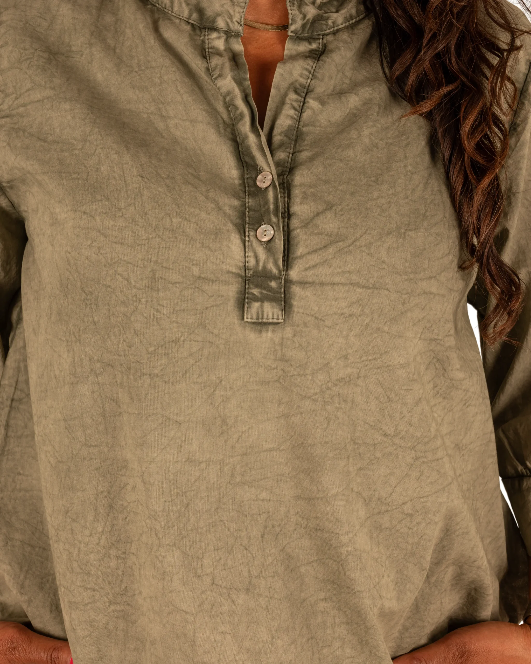 Groene oversized blouse van Perla Nera - Afbeelding 4